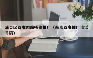 浦口区百度网站搭建推广（南京百度推广电话号码）